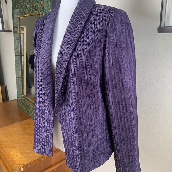 Chico's Size 1 US M Open Front Dress Blazer Jacket Purple Pattern Lined Formal - Picture 1 of 8